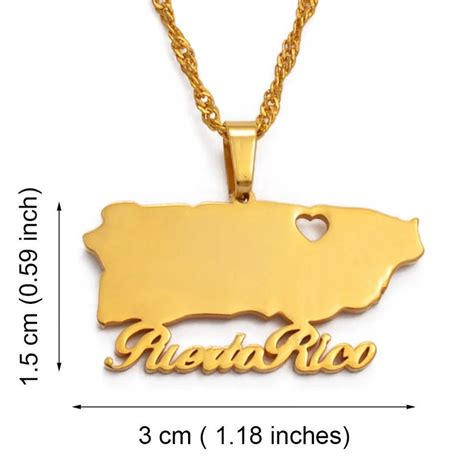 Puerto Rico Necklace puerto Rico Map Flag Pendant Necklaces - Etsy