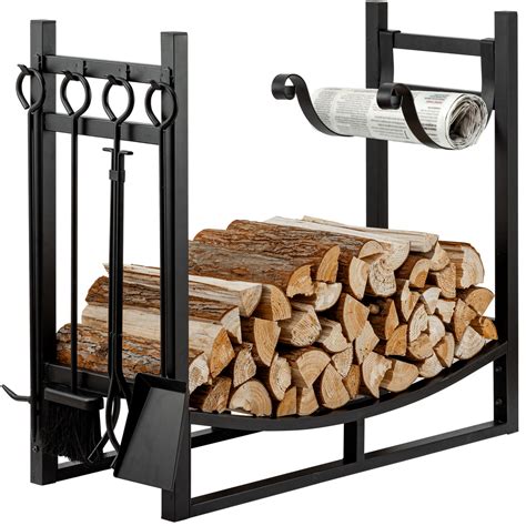 Amagabeli Firewood Log Rack Storage with 4 Tools Fireplace Indoor or O