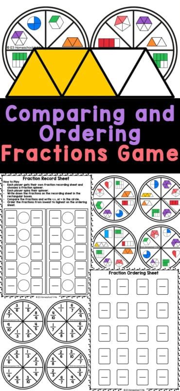 FREE Printable Comparing and Ordering Fractions Math Game