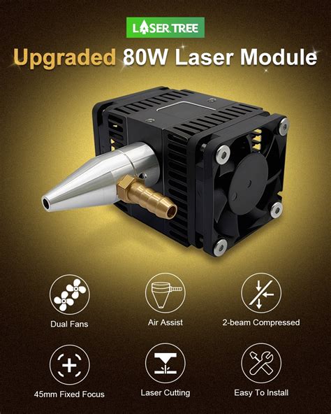 LASER TREE 80W High Power Laser Module with Dual Fans Air Assist Laser ...