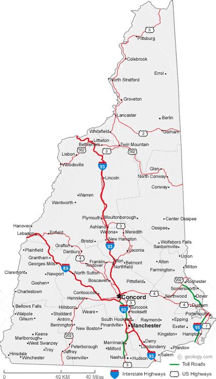 Map Of Southern Nh Towns - Big Bus Tour Map