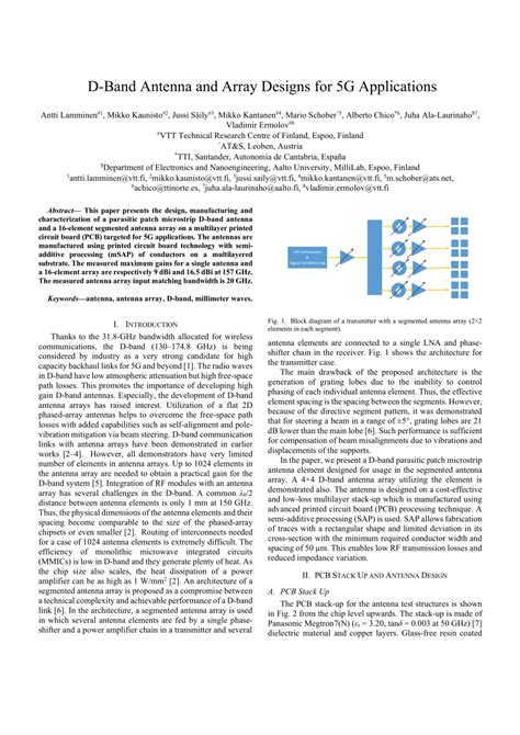 (PDF) D-Band Antenna and Array Designs for 5G Applications