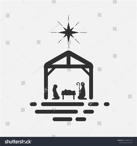 Birth Christ Silhouette Mary Joseph Jesus Stock Vector (Royalty Free ...