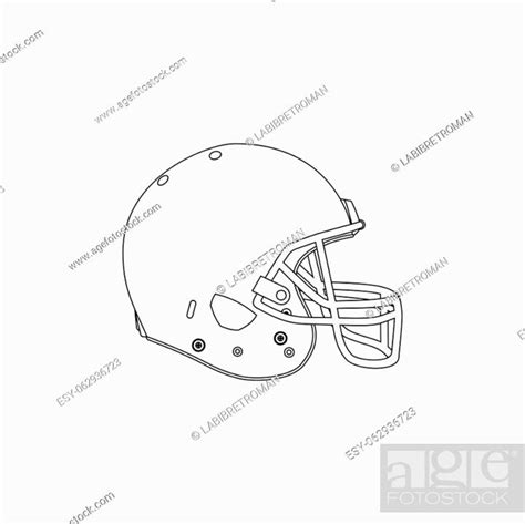 Outline Design of American Football Helmet vector Illustration, Stock ...