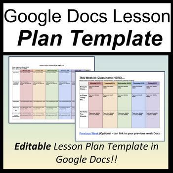 Google Docs Lesson Plan Template [Lesson Plan Template Editable Weekly]