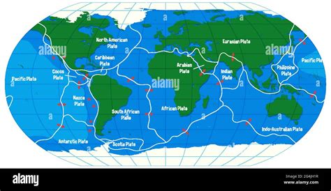 World Map Showing Tectonic Plates Boundaries illustration Stock Vector ...