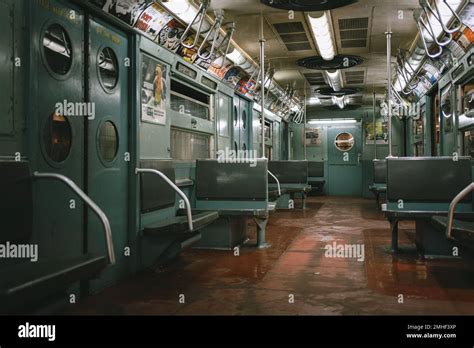 Interior of an old NYC Subway car, New York, New York Stock Photo - Alamy