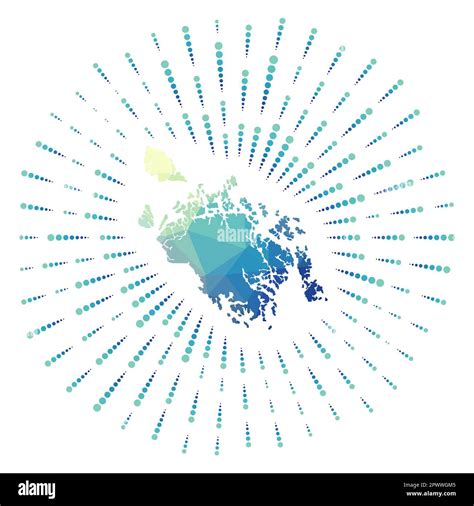 Shape of Cat Ba Island, polygonal sunburst. Map of the island with ...