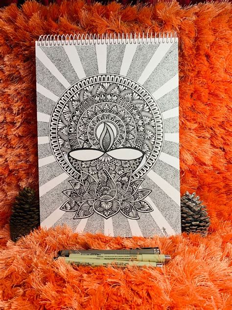 Best 12 How to draw Mandala Art with Diya | Diya Mandala | Step by Step ...