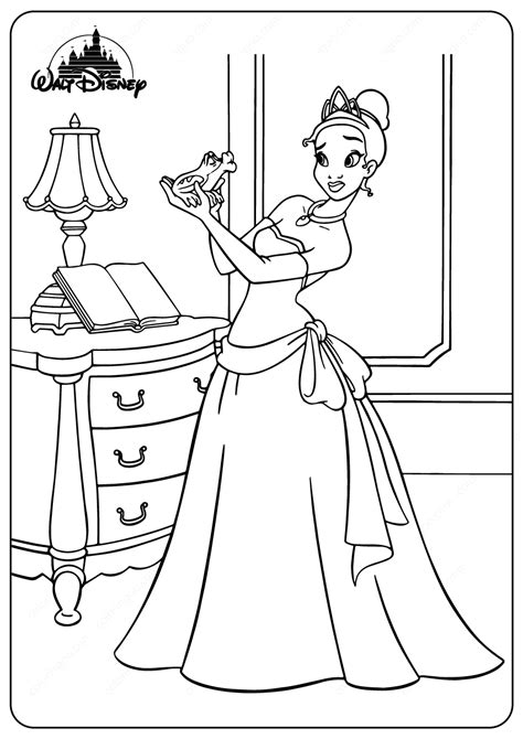 Printable Tiana and the Frog Coloring Pages