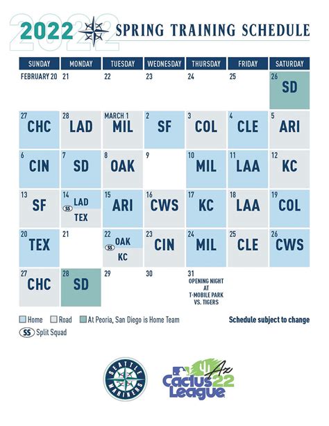 Mariners Announce 2022 Spring Training Schedule | by Mariners PR | From ...