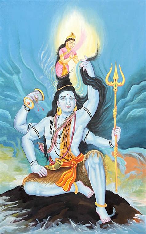 Lord Shiva Holding River Goddess Ganga Into His Matted Hair Exotic