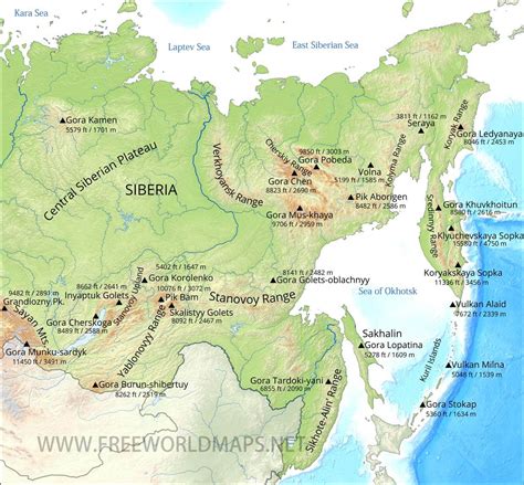 Stanovoy Mountains Map