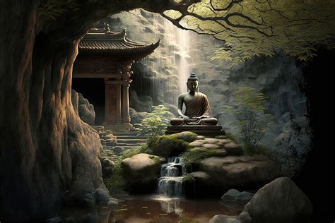 Ethereal Zen Escape 3D Buddha Wallpaper for Living Room - Magic Decor