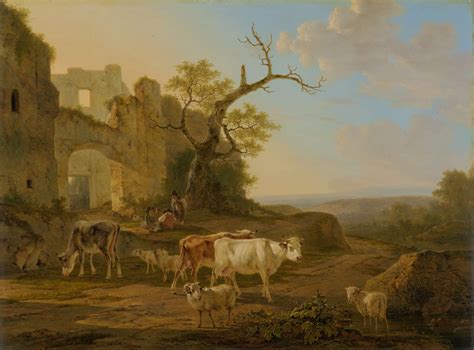 Landscape with cattle at a ruin. 1800 - 1815 Painting | Jacob van Strij ...