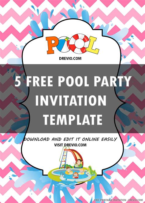 Blank Pool Party Invitations