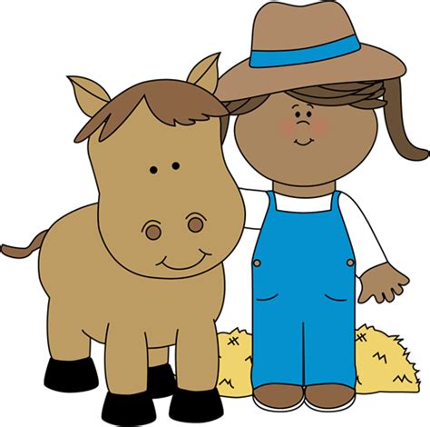 Farm girl with a horse from MyCuteGraphics Farm Animal Crafts, Farm ...