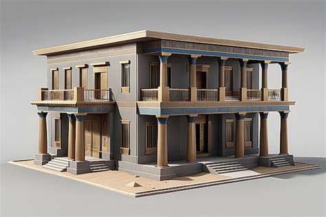 Premium AI Image | 3D model of ancient greek house isolated on gray ...