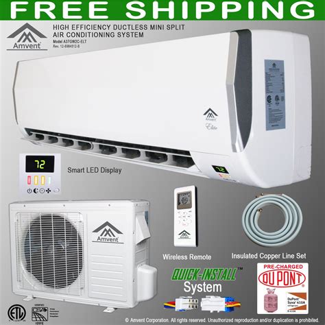 Best Buy Amvent 12000 BTU 1 Ton Ductless Wall Mount Mini Split Room Air ...