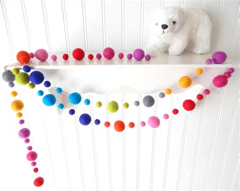 Garland Rainbow Garland Felt Ball Garland Birthday Garland - Etsy