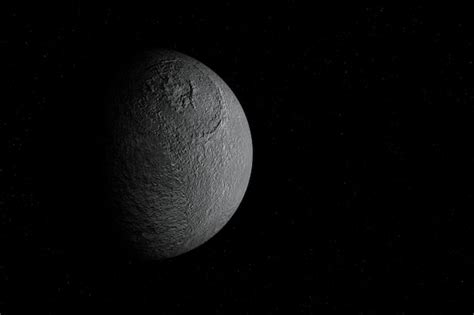 Premium Photo | Tethys the moon of saturn solar system