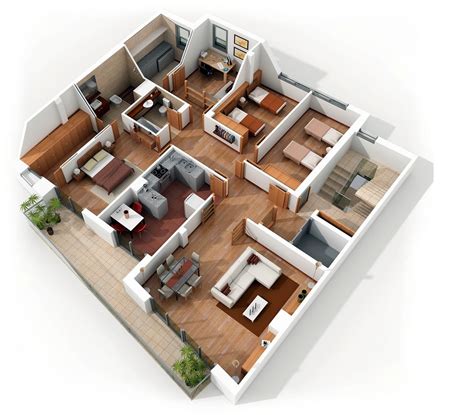 Four Bedroom Plan House 50 Four “4” Bedroom Apartment/house Plans ...