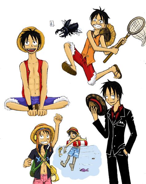 Luffy Sketches -Coloured- by Brainiac6Techgirl on DeviantArt