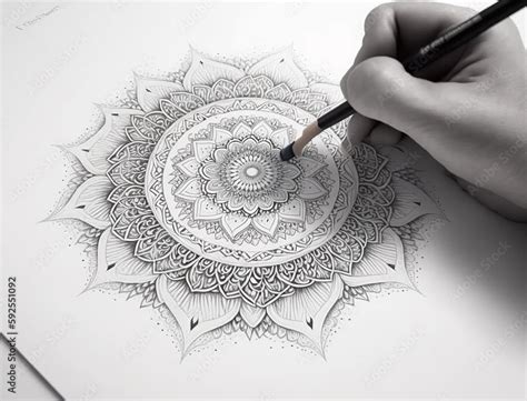 Drawing circle easy mandala line art AI Generated Stock Illustration ...