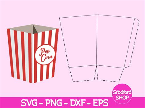 Popcorn Box Template Svg Scallop Popcorn Box Svg French Fries Box Svg