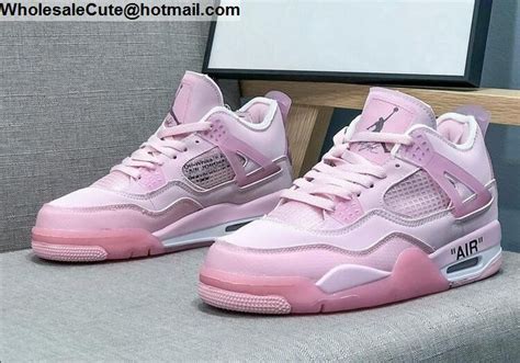 Mens & Womens Off White Air Jordan 4 Pink -18585 - Wholesale Sneakers