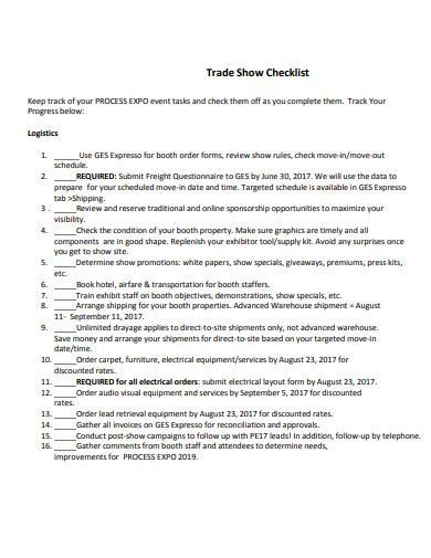 How To Make/Create a Trade Show Checklist [Templates + Examples] 2023 ...