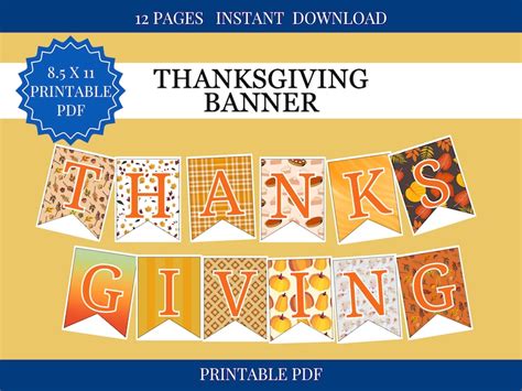 Thanksgiving Banner Printable PDF Instant Download Printable PDF ...