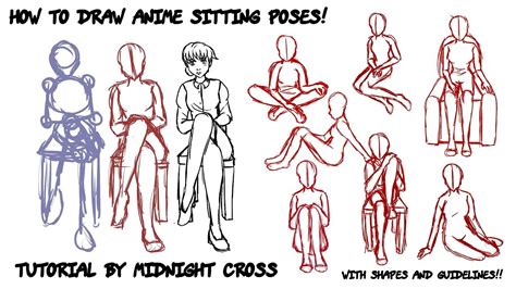 Female Draw Anime Poses Sitting - Punchline Wallpaper