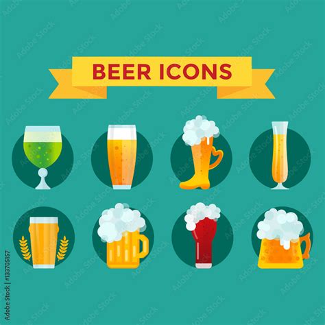 Beer glass vector set. Stock Vector | Adobe Stock