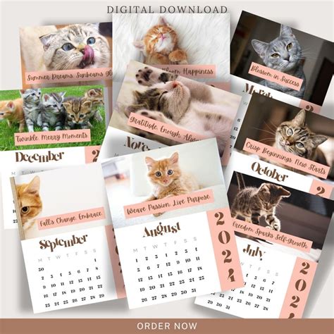 Cat Calendar 2024 Wall Calendar 2024 DIGITAL DOWNLOAD 2024 Funny ...