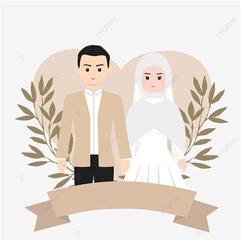 Muslim Wedding Couple PNG Transparent, Cute Avatar Muslim Wedding ...