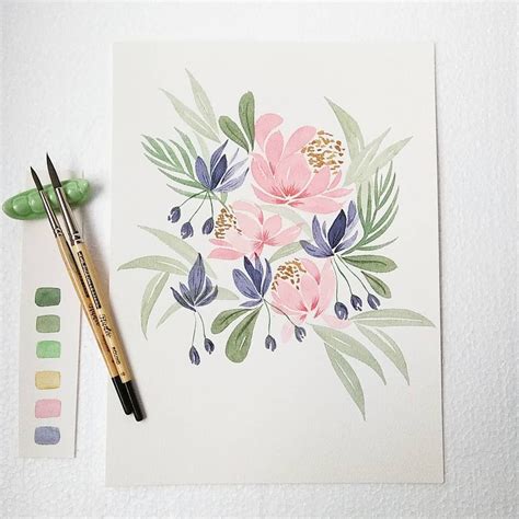 Watercolor flowers Watercolour Drawings, Watercolor Projects, Line Art ...