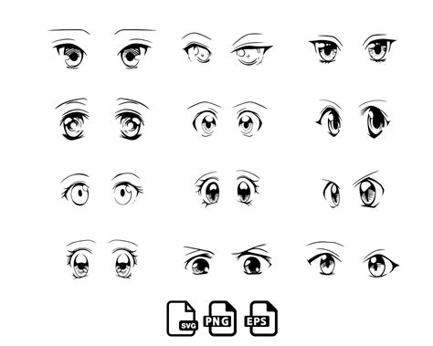 Anime Girl Eyes SVG Bundle, Anime Eyes Svg, Eyes Svg File, Eyelashes ...