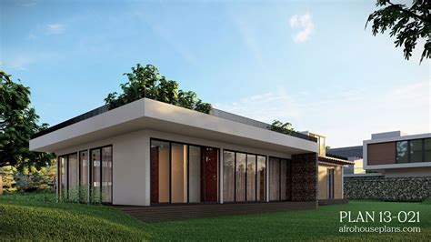 Modern Flat Roof House Plan 13-021 | AfroHousePlans.com