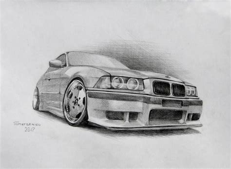 Bmw E36 Drawing By Sergey Stetsenko Bmw Art Car Drawings Cool Car