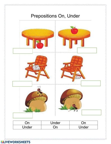 Preschool Age Prepositions Interactive Activities School Subjects