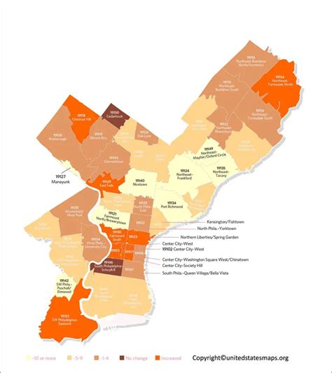 Philadelphia Zip Code Map With Streets Printable PDF