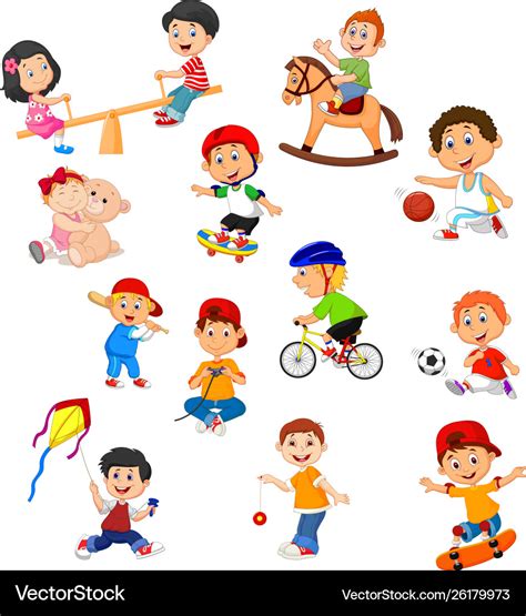 Set Kids With Different Sport Activities Vector Image