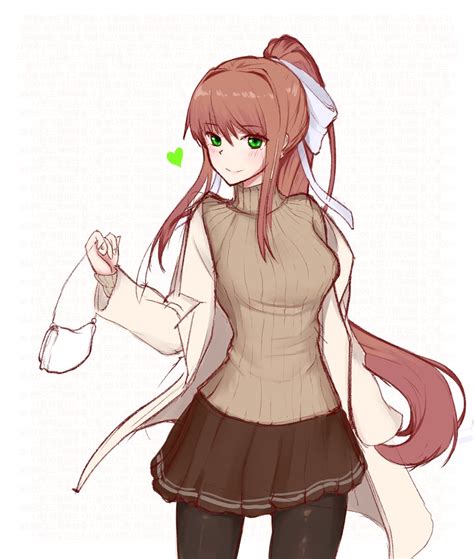 Found Fanart Some More Daily Monika With Casual Winter Clothes Rddlc