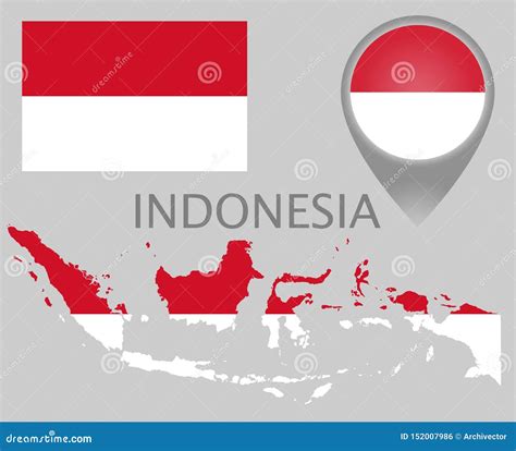 Indonesia Flag Map And Map Pointer Stock Vector Illustration Of