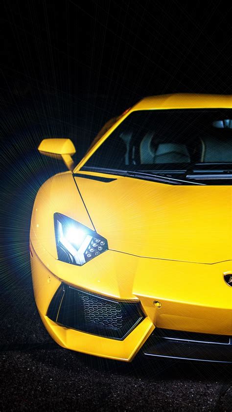 Download Wallpaper 938x1668 Lamborghini Yellow Sports Car Headlight