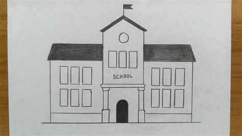 How To Draw School Building In Easy Way Phoenix Drawing Youtube