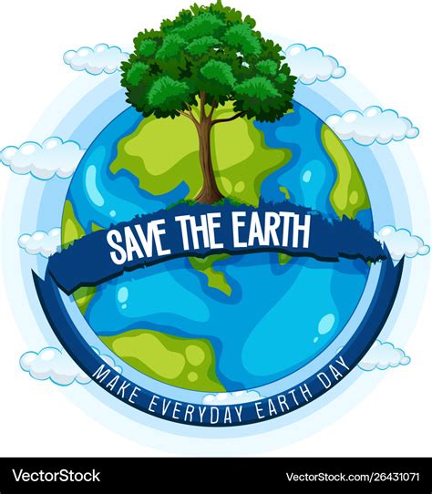 Save Earth Poster Royalty Free Vector Image Vectorstock