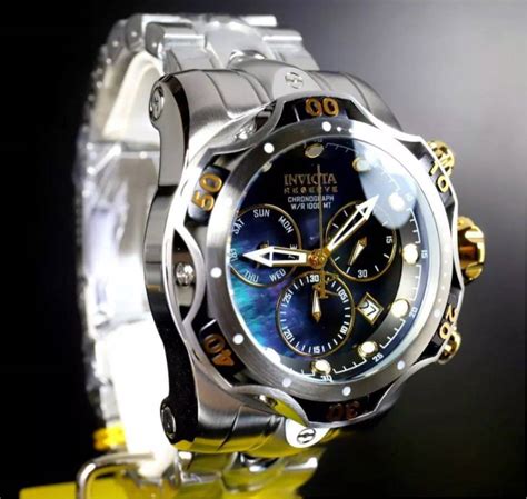 Invicta Mens Reserve Venom Black Dial Chronograph Swiss Quartz Ss