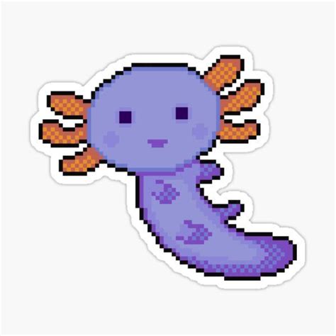 Blue Axolotl Pixel Art Sticker By Sezalilly Pixel Art Axolotl Art